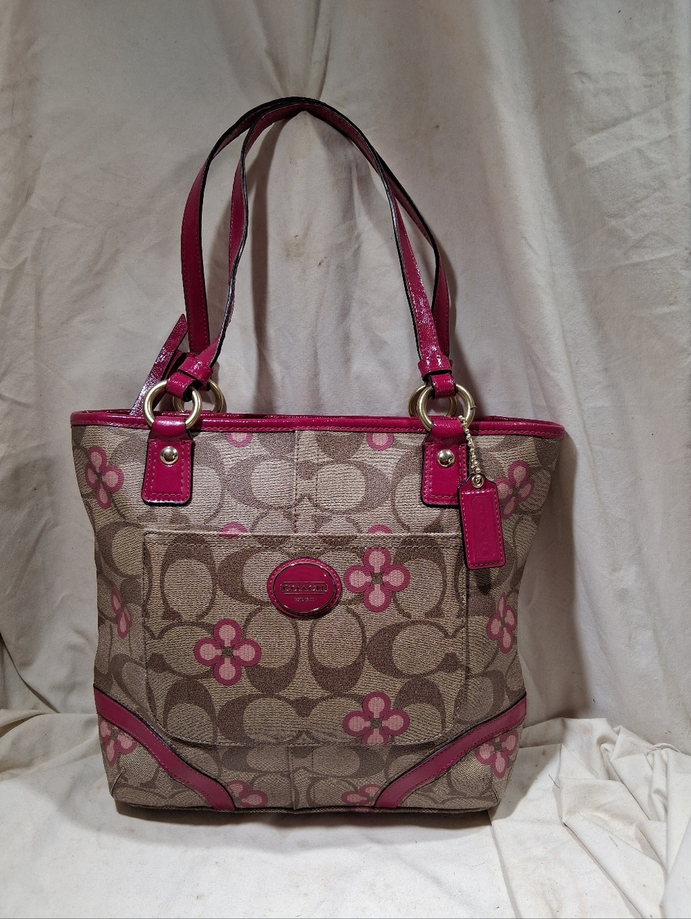 Coach Signature Peyton Pink Clover Tote